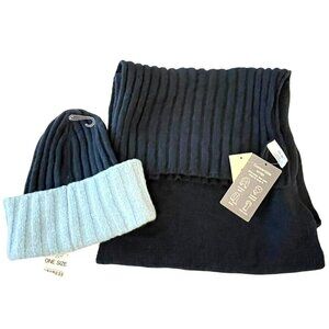 On 34th Navy and Lt Blue Hat and Scarf Set NWT